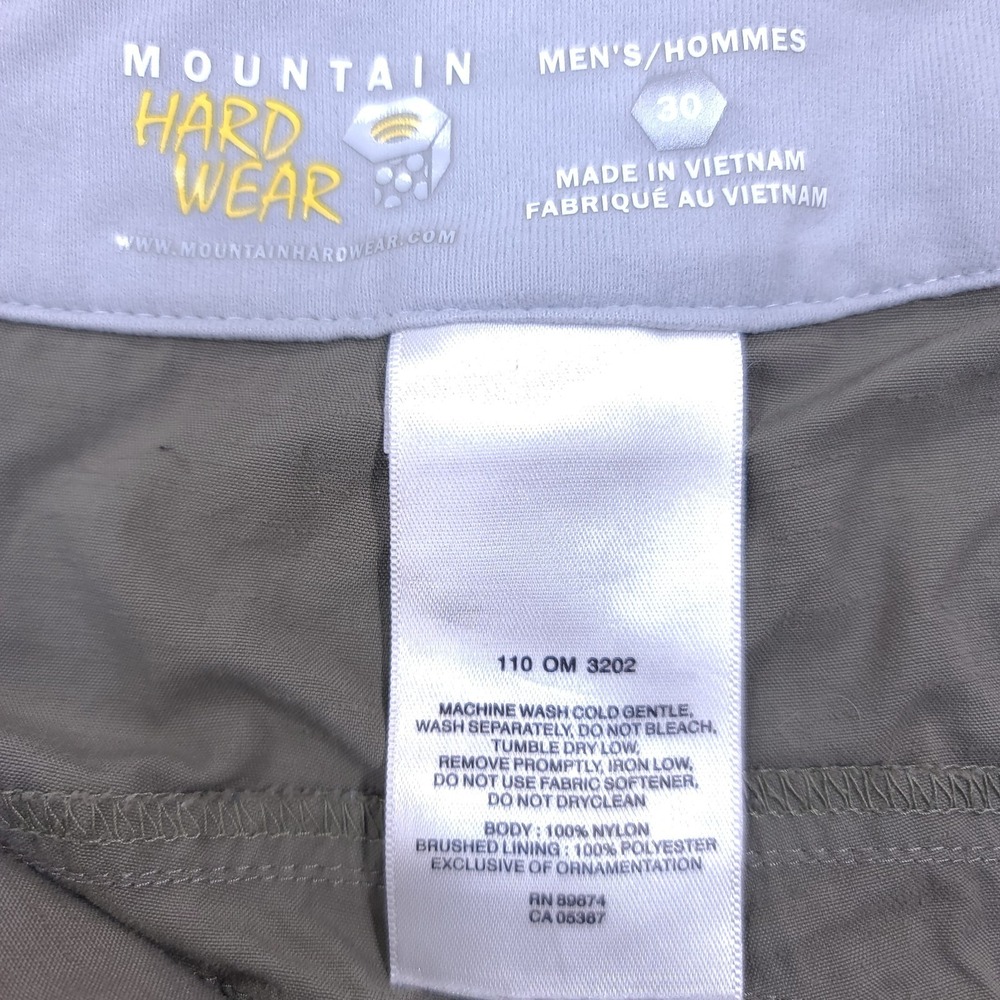 Mountain Hardwear Mens Cargo Shorts Size 30 Olive Green Nylon Hiking Stretch - Picture 6 of 6